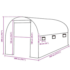 vidaXL Replacement Cover for Greenhouse (9 m²) 200x450x200 cm Green