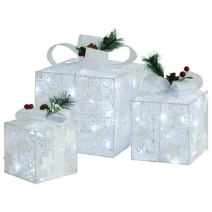 Geschenkboxen Deko-Set, 3 Stk., Weiß