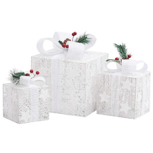 Geschenkboxen Deko-Set, 3 Stk., Weiß