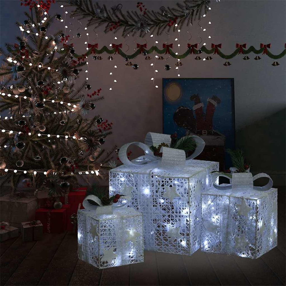 Geschenkboxen Deko-Set, 3 Stk., Weiß