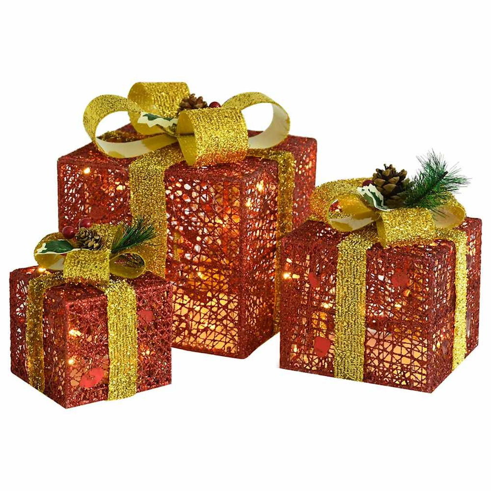 Geschenkboxen Deko-Set, 3 Stk., Rot