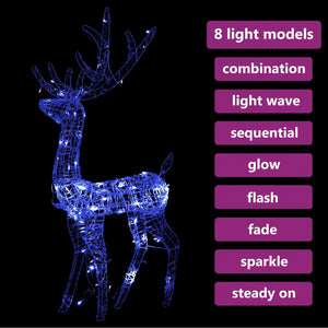 LED Rentier Weihnachtsdeko Acryl 120cm Blau