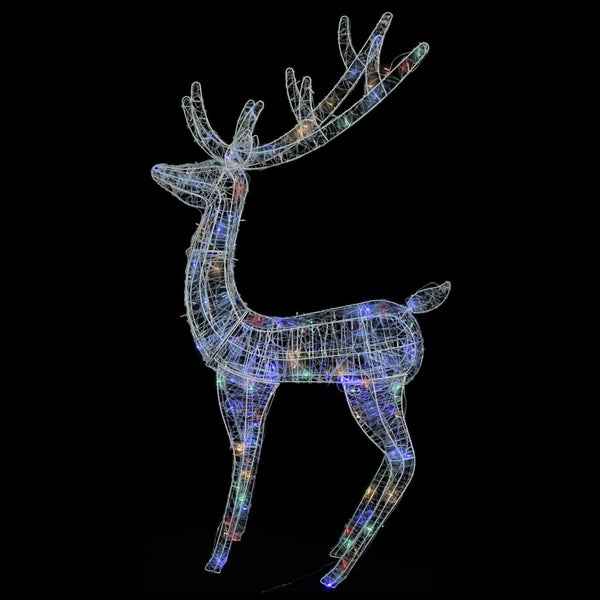 LED Rentier XXL Acryl Weihnachtsdeko 180cm Mehrfarbig