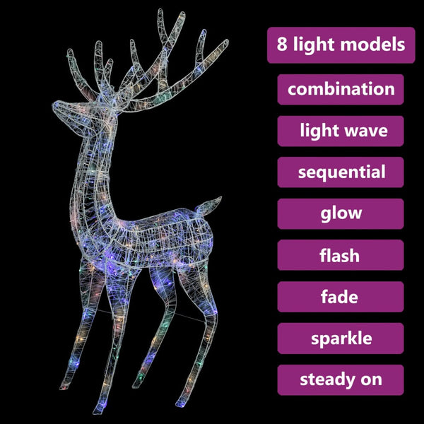 LED Rentier XXL Acryl Weihnachtsdeko 180cm Mehrfarbig