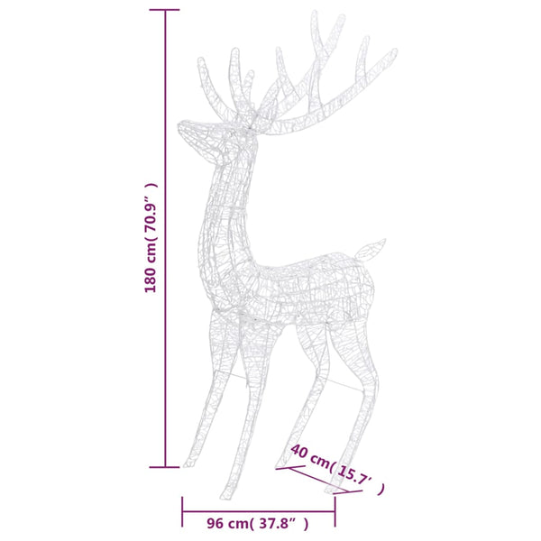 LED Rentier XXL Acryl Weihnachtsdeko 180cm Mehrfarbig