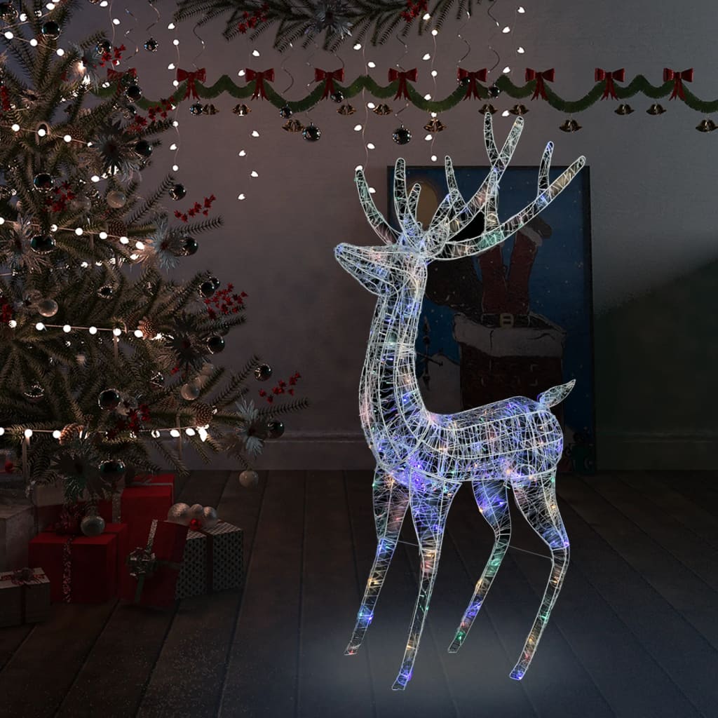 LED Rentier XXL Acryl Weihnachtsdeko 180cm Mehrfarbig