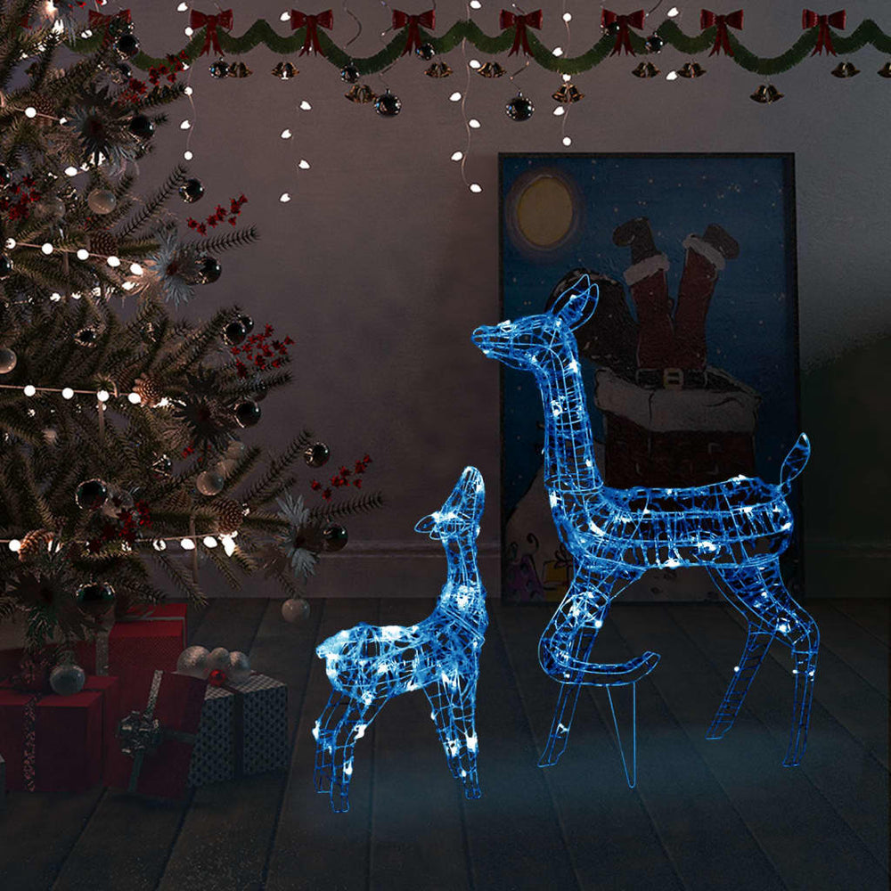 LED Rentier Familie Weihnachtsdeko Blau