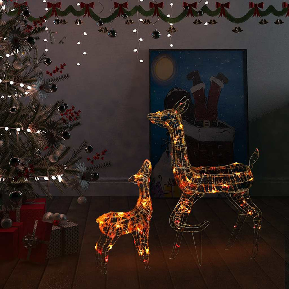 LED Rentier Familie Weihnachtsdeko Bunt