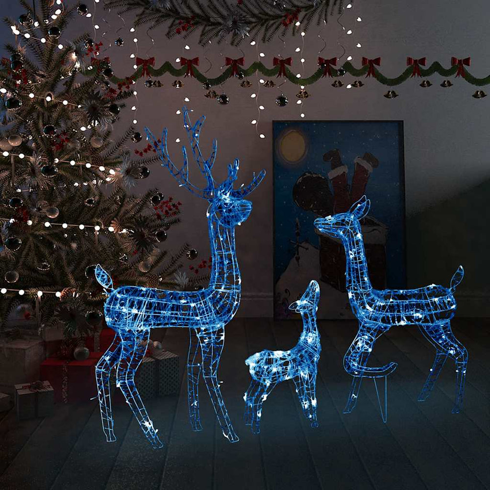 LED Rentier Familie Weihnachtsdeko Blau