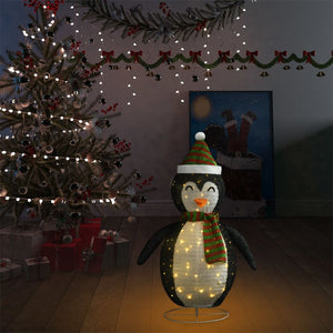 vidaXL Christmas Decoration LED Penguin Luxury Fabric 90 cm