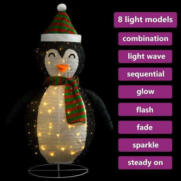 vidaXL Christmas Decoration LED Penguin Luxury Fabric 90 cm