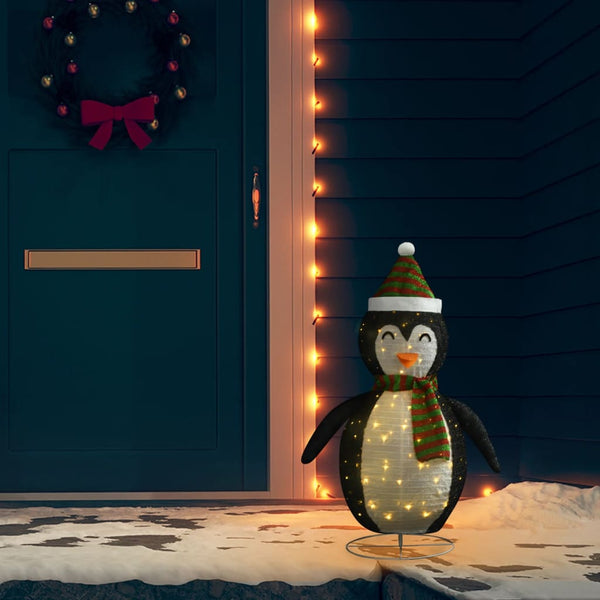 vidaXL Christmas Decoration LED Penguin Luxury Fabric 90 cm