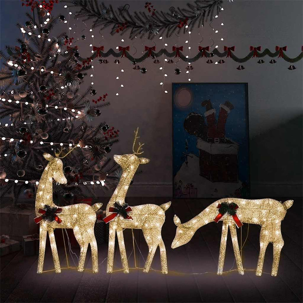 vidaXL Christmas Decoration LED Reindeer 270x7x90 cm Golden Warm White