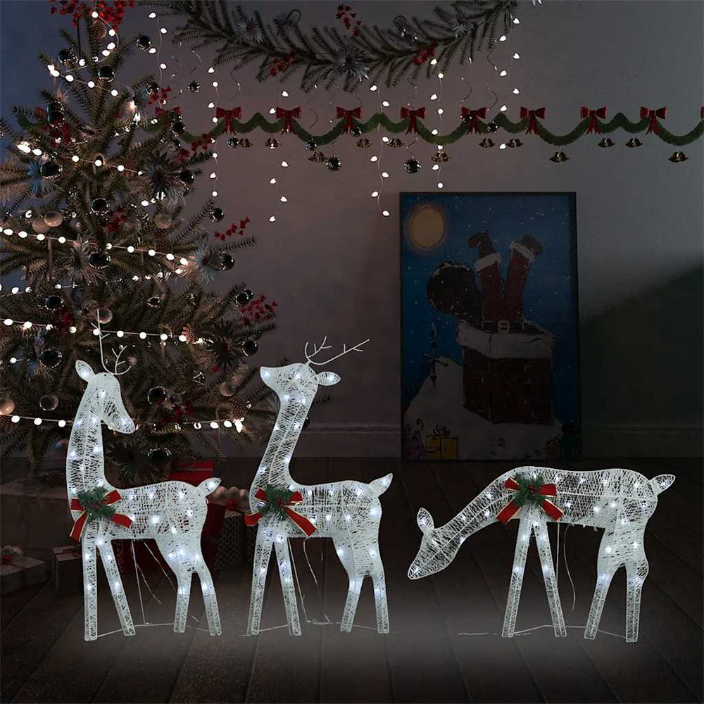 vidaXL Christmas Decoration Reindeer 270x7x90 cm White Cool White Mesh