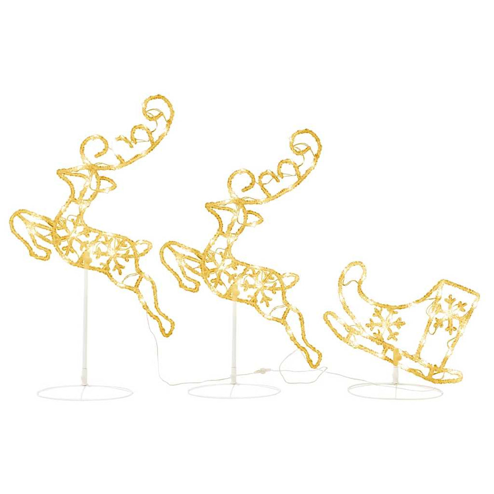 vidaXL Christmas Decoration LED Reindeer & Sleigh Acrylic 260x21x87 cm