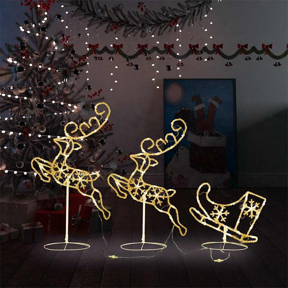 vidaXL Christmas Decoration LED Reindeer & Sleigh Acrylic 260x21x87 cm
