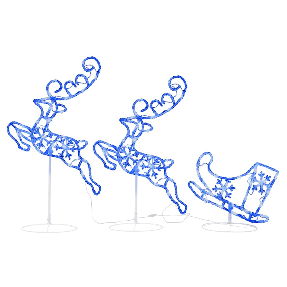 vidaXL Christmas Decoration LED Reindeer & Sleigh Acrylic 260x21x87 cm Blue