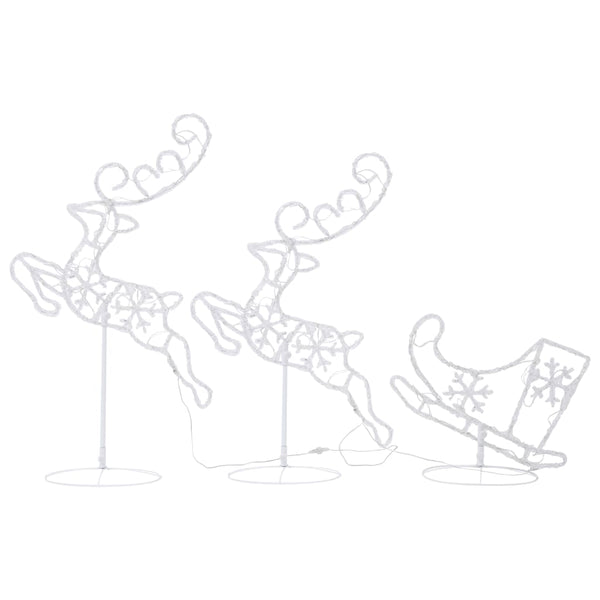 vidaXL Christmas Decoration LED Reindeer & Sleigh Acrylic 260x21x87 cm Blue