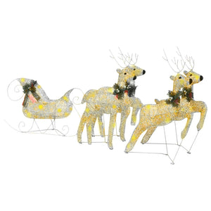 LED Rentier mit Schlitten Weihnachtsdeko Gold