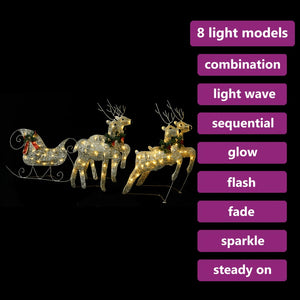 LED Rentier mit Schlitten Weihnachtsdeko Gold