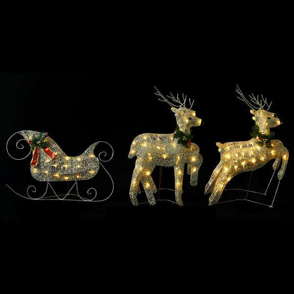 LED Rentier mit Schlitten Weihnachtsdeko Gold