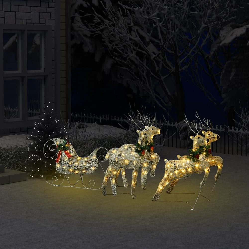 LED Rentier mit Schlitten Weihnachtsdeko Gold