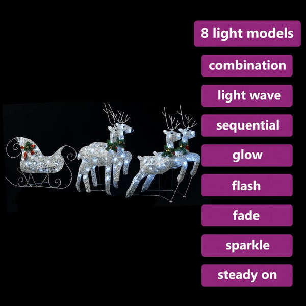 LED Rentier Schlitten Weihnachtsdeko Silber