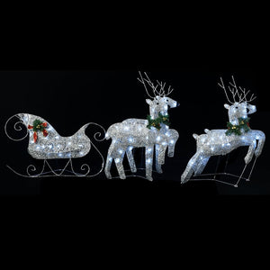 LED Rentier Schlitten Weihnachtsdeko Silber