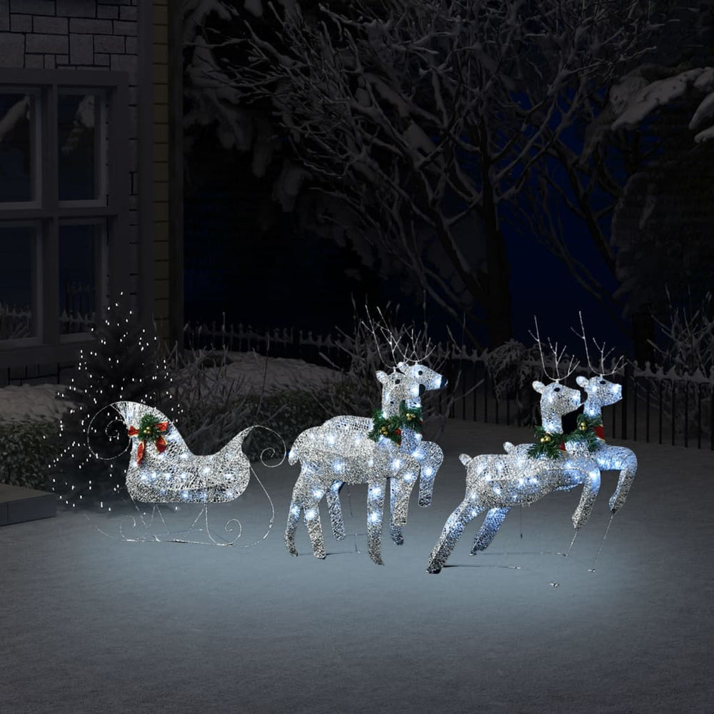 LED Rentier Schlitten Weihnachtsdeko Silber