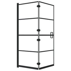 vidaXL Foldable Shower Screen Tempered Glass 120x140 cm Black