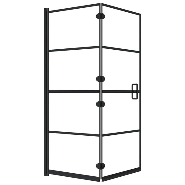 vidaXL Foldable Shower Screen Tempered Glass 120x140 cm Black