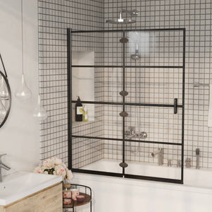vidaXL Foldable Shower Screen Tempered Glass 120x140 cm Black