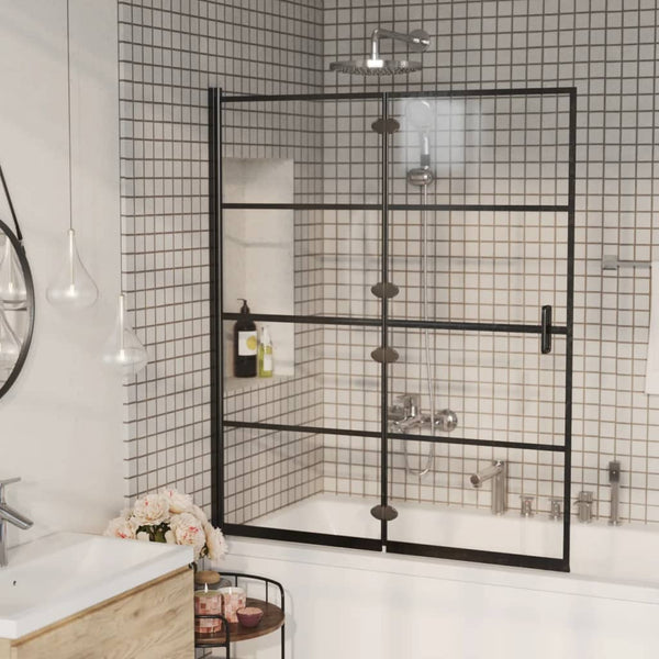 vidaXL Foldable Shower Screen Tempered Glass 120x140 cm Black