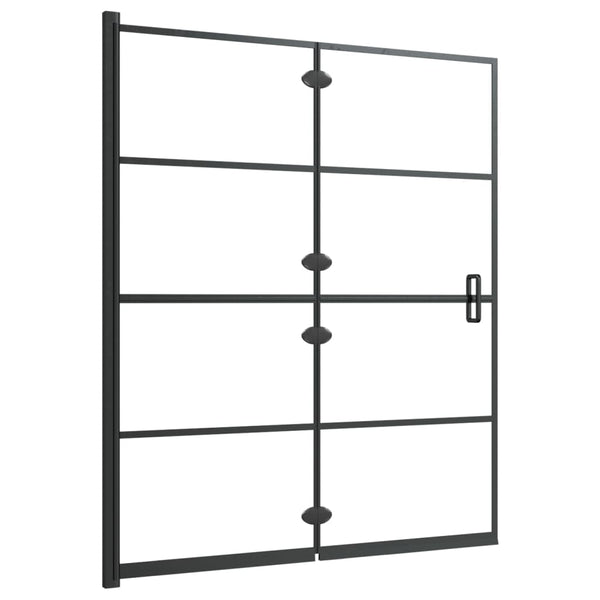 vidaXL Foldable Shower Screen Tempered Glass 120x140 cm Black