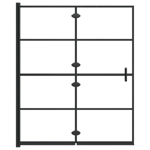vidaXL Foldable Shower Screen Tempered Glass 120x140 cm Black