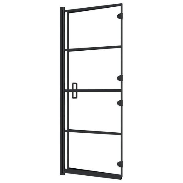 vidaXL Foldable Shower Screen Tempered Glass 120x140 cm Black