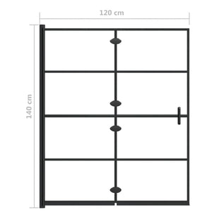 vidaXL Foldable Shower Screen Tempered Glass 120x140 cm Black
