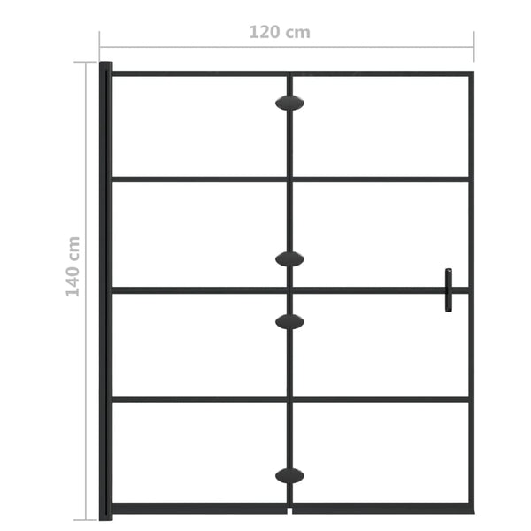 vidaXL Foldable Shower Screen Tempered Glass 120x140 cm Black