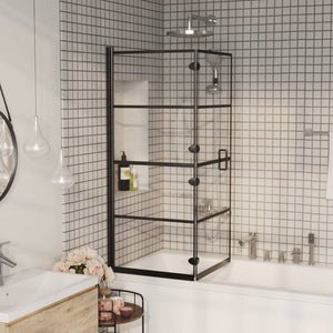vidaXL Foldable Shower Screen Tempered Glass 120x140 cm Black