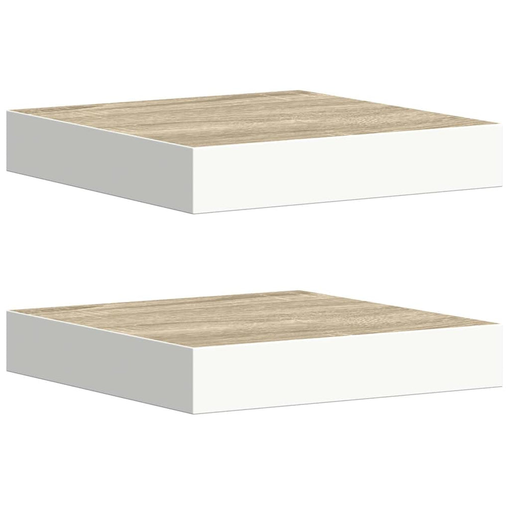 vidaXL Floating Shelves 2 pcs. Oak-Look and White 23x23.5x3.8 cm MDF