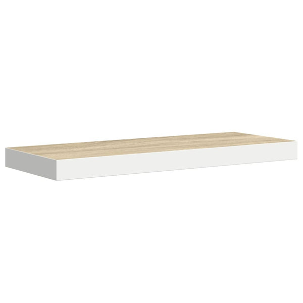 vidaXL Floating Wall Shelf Oak-look and White 60x23.5x3.8 cm MDF
