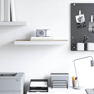 vidaXL Floating Wall Shelf Oak-look and White 60x23.5x3.8 cm MDF