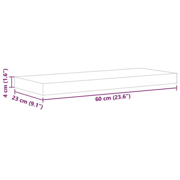 vidaXL Floating Wall Shelf Oak-look and White 60x23.5x3.8 cm MDF