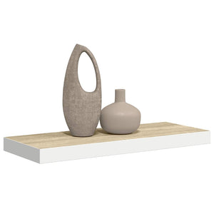 vidaXL Floating Wall Shelf Oak-look and White 60x23.5x3.8 cm MDF