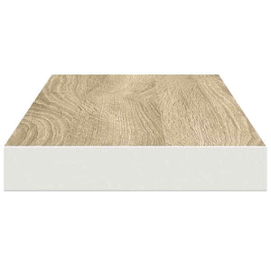 vidaXL Floating Wall Shelf Oak-look and White 60x23.5x3.8 cm MDF