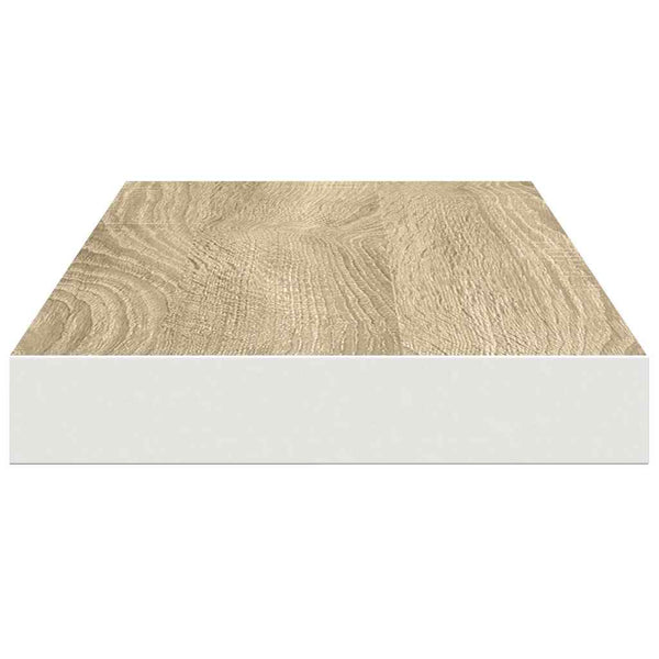 vidaXL Floating Wall Shelf Oak-look and White 60x23.5x3.8 cm MDF
