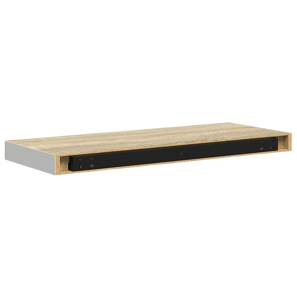 vidaXL Floating Wall Shelf Oak-look and White 60x23.5x3.8 cm MDF