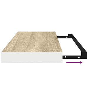 vidaXL Floating Wall Shelf Oak-look and White 60x23.5x3.8 cm MDF
