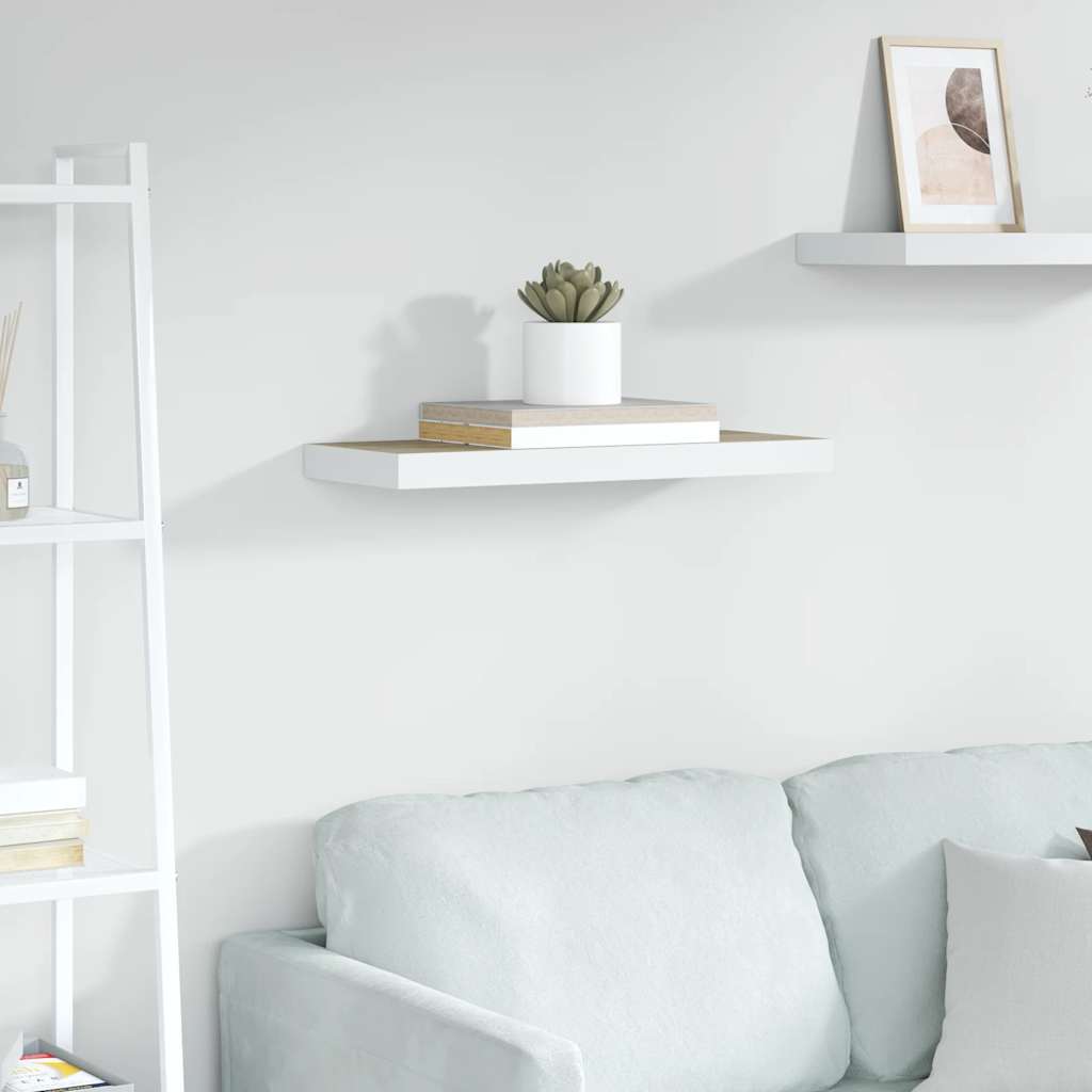 vidaXL Floating Wall Shelf Oak-look and White 60x23.5x3.8 cm MDF