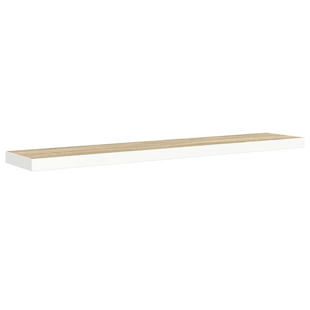 vidaXL Floating Wall Shelf Oak-look and White 120x23.5x3.8 cm MDF